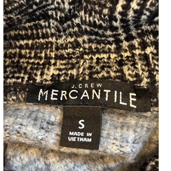 J.Crew Mercantile Pullover Funnel Neck Sweater Black White Plaid SOFT! SMALL - Picture 6 of 6